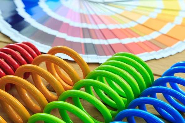 carefully powder-coated components are displayed in different colors