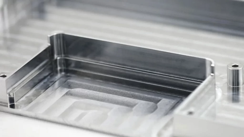 A close-up of a precision-machined metal component 