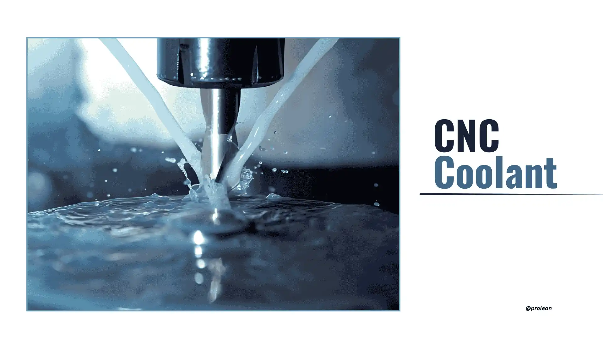 The image shows coolant being supplied to a CNC boring tool during machining. The fluid flows directly to the cutting zone