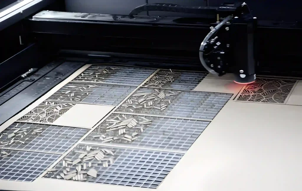 Diode laser making patterns in a plastic sheet