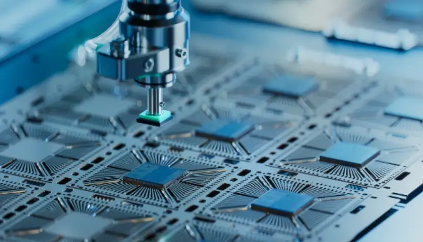 CNC probe measuring a CNC-machined electronic circuit board 