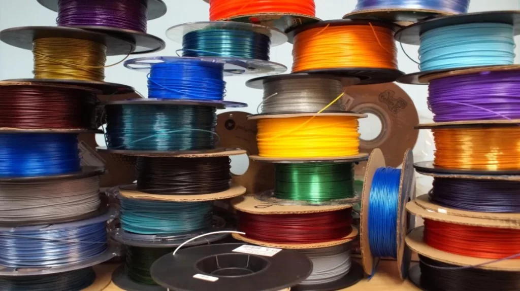 An image of well-arranged FDM filament pools of different colors
