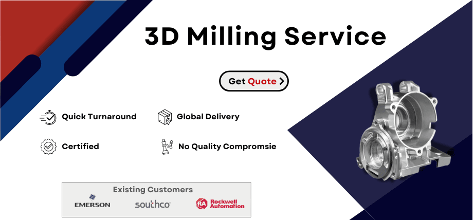 Image with icons and text “3D milling service”