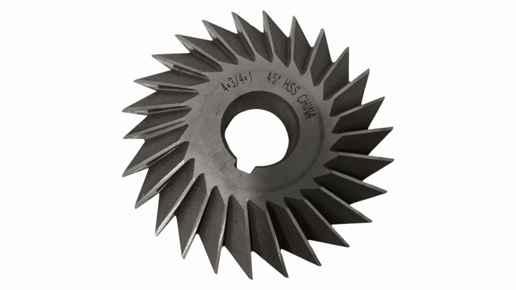 Close-up View of Interstate HSS Double Angle Cutter (with size details)