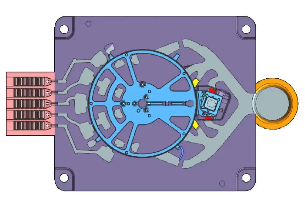 CAD model of a casting component showing massive venting technique.