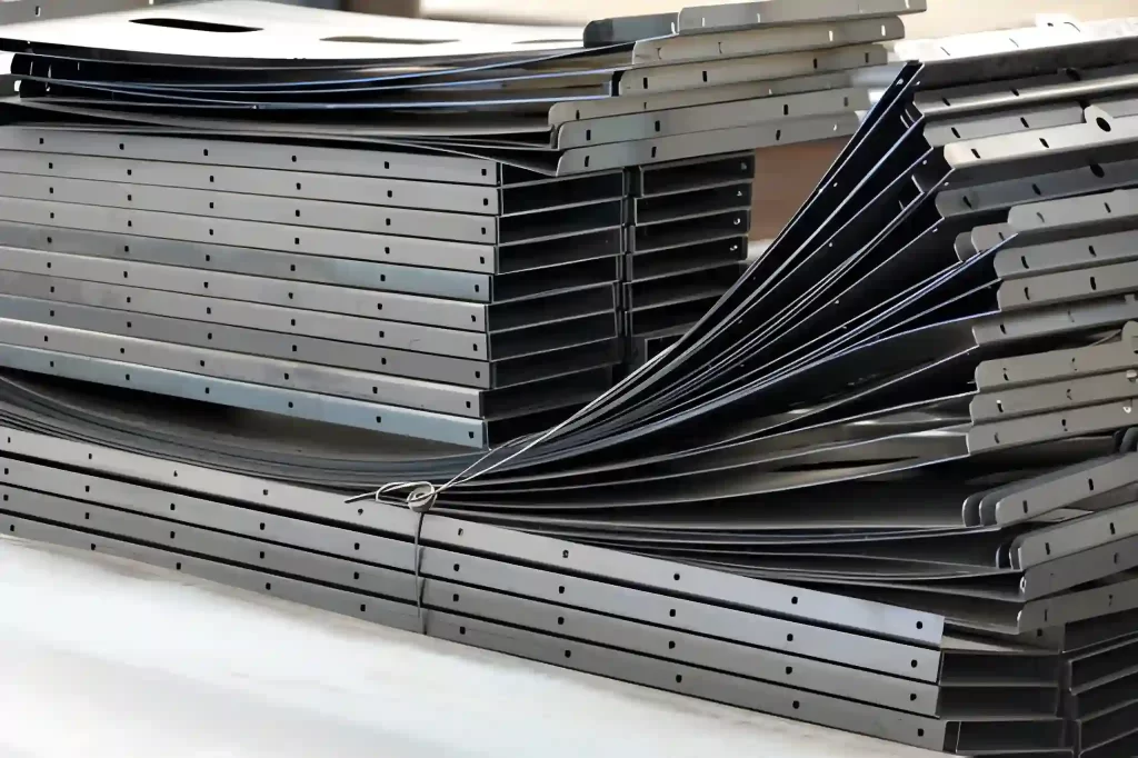 Several large sheet metal panels bent and stacked together.