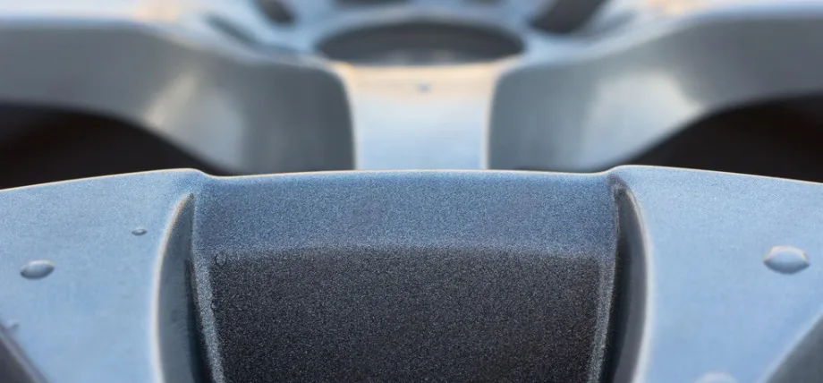 Gray wheels with textured dry powder coat