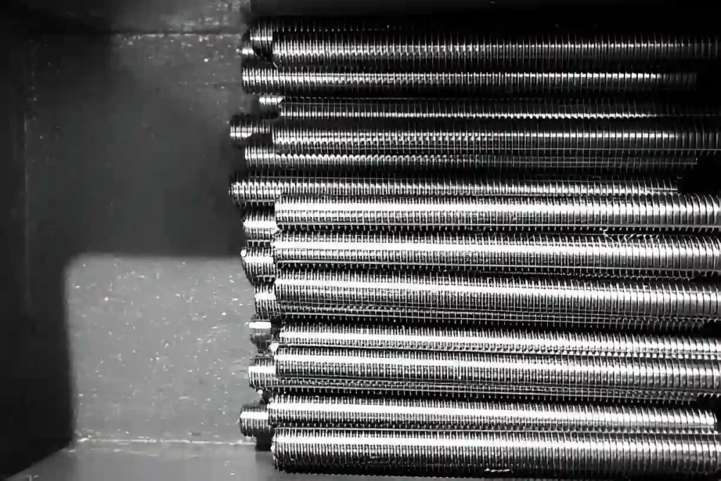 Thread-milled parts neatly arranged in a box.