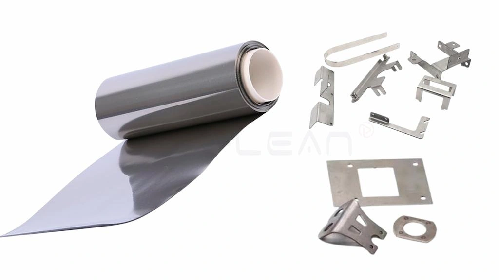 A coil of  titanium alloy sheet and stamping parts side by side