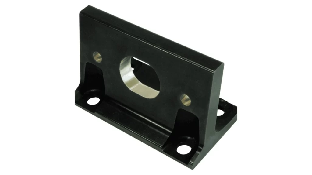 Black metal parts with a sleek, high-quality Type II anodized finish
